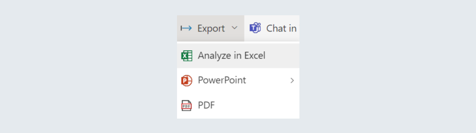 Analyze in Excel option